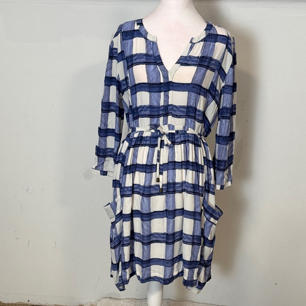 Maeve Blue and White Plaid Dress